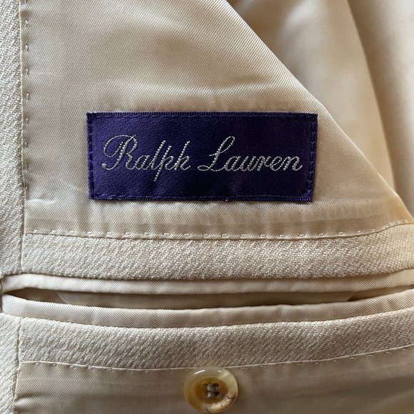 Ralph Lauren Purple Label Blazer, Size 40, Cream Houndstooth - Picture 2 of 9